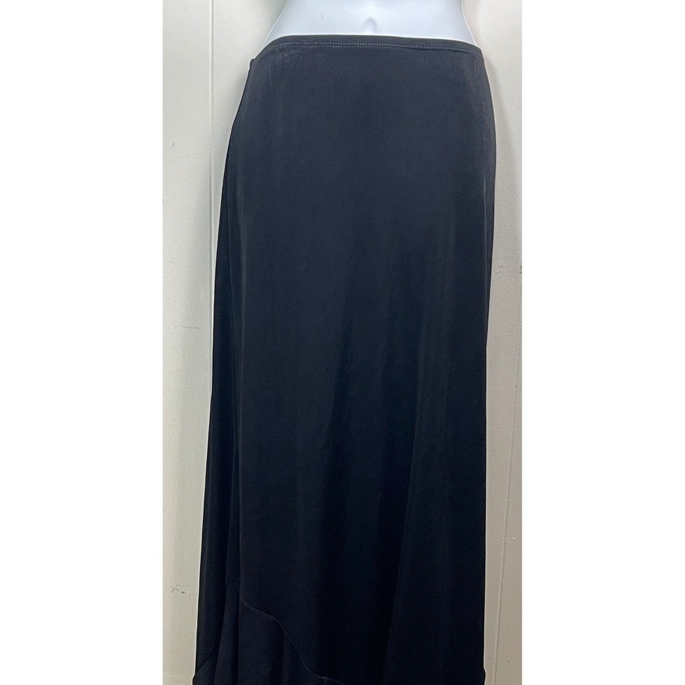 Choices Black Ribbed Ruffle Hem Maxi Skirt L 90s‎ whimsigoth goth Y2K modest